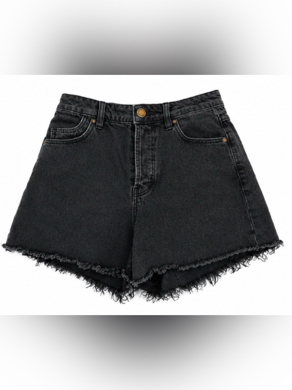 ROLLA'S Washed Black High-Rise Frayed Denim Shorts